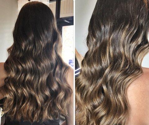 Balayage hair color and haircut by Amanda