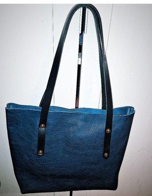 Small Avery tote in cobalt bison--handmade and well worth the wait.