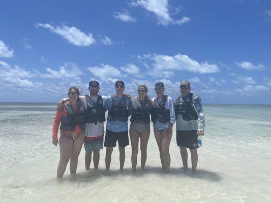 Sand bar rest stop at the end of our tour!