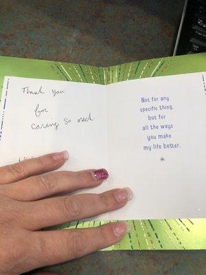 Another wonderful note of gratitude! We love our patients!