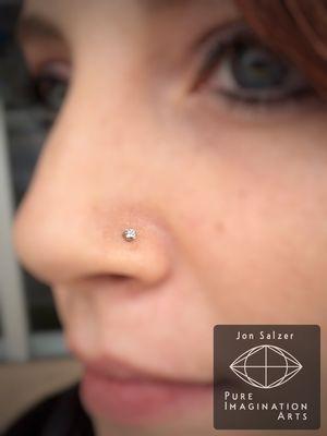 Princess cut CZ in a nostril