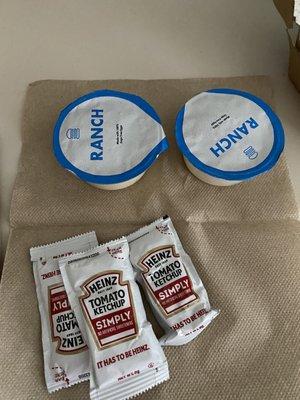 Condiments in delivery package and napkins so you know they have attention to detail