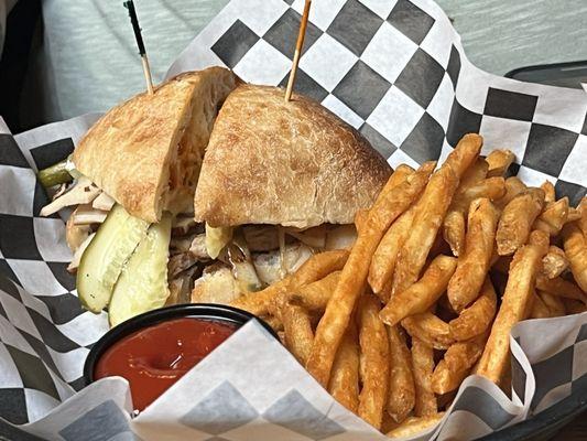 Cuban Pork Ciabatta with fries