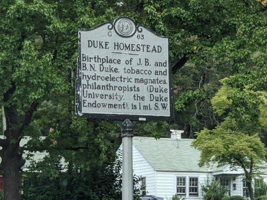 Duke Homestead Historical Marker, Durham NC