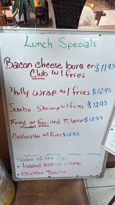 Lunch specials menu