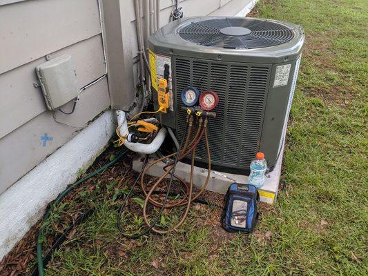 Testing a newly installed Trane AC system