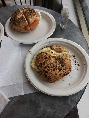 Lox and thin bagel w eggs