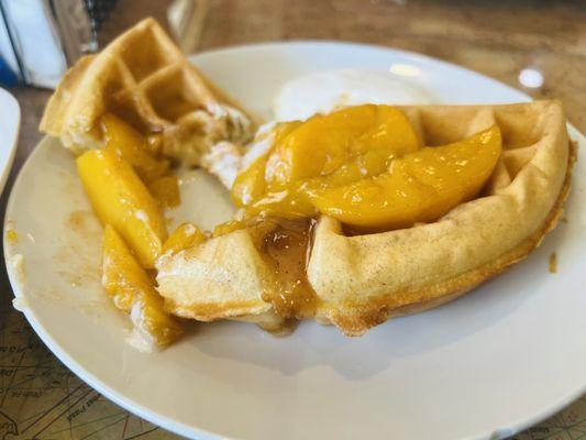 Peach cobbler waffles