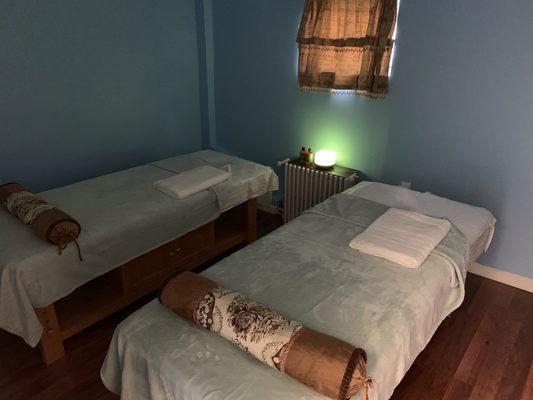 Lovely couples massage room have window and fresh air.