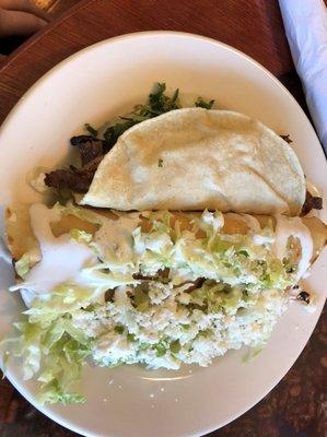 Chicken Quesadilla and Steak Taco