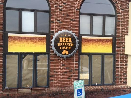 Custom Sign We Designed, Built and Installed for Beer House Cafe.