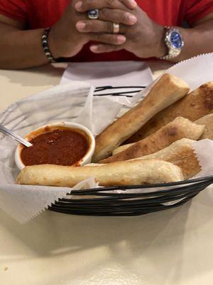 Delicious warm breadsticks