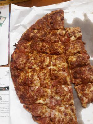 Burned ass pizza that my guests choked down....little caesars is better than this trash