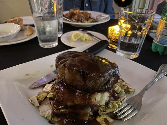 Beef Filet in front with Osso Buco in the back