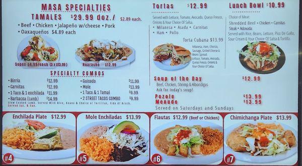 Menu - Combos, Soup, Tortas