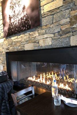 Cozy restaurant with fireplace