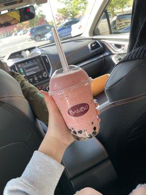 Strawberry Banana Smoothie with boba