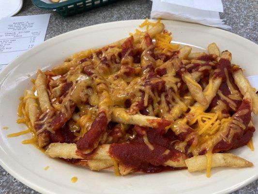 Red chile cheese fries