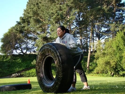 Flipping tires EC Canyon Trails