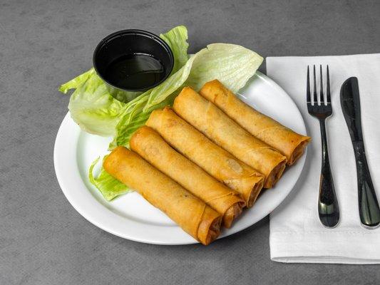 A. House crispy pork egg rolls