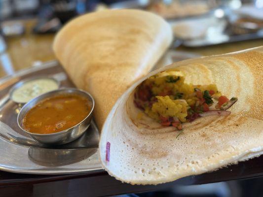 Masala Dosa (spiced potato and onion filled crepe)