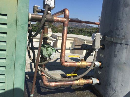 Commercial copper Piping n between boiler and storage tank Studio City