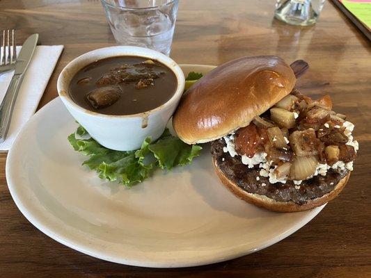 Mediterranean lamb burger with gumbo