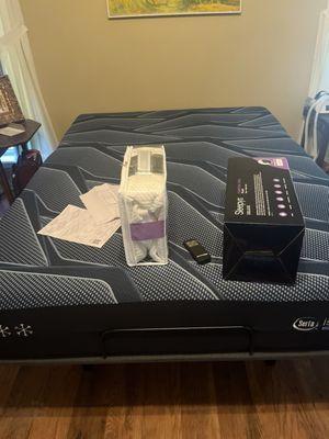 Splurged on pillow and protector too Serta medium hybrid mattress on adjustable base.