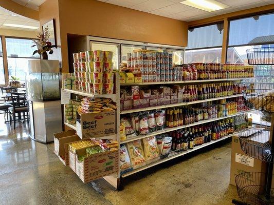 Small grocery store inside the restaurant