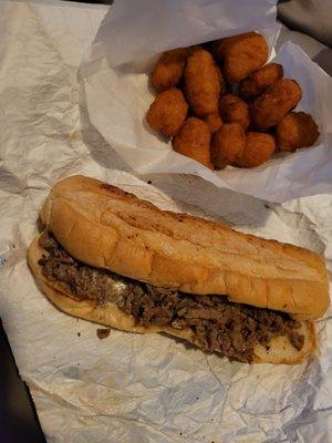 corn nuggets and original cheesesteak