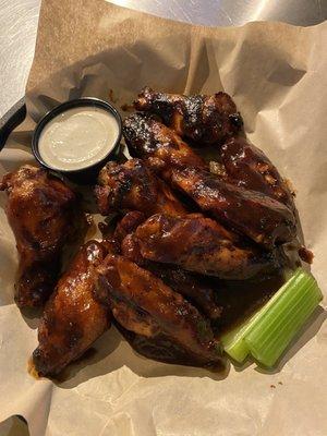 Bar-a-cha-cha charred wings with ranch