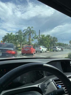 Line of cars waiting to get gas