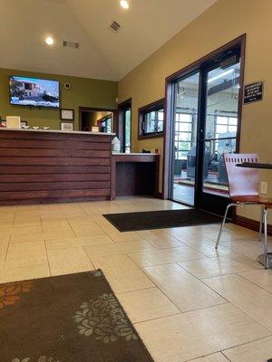 Clean and friendly waiting room, I can watch my car as it is serviced.