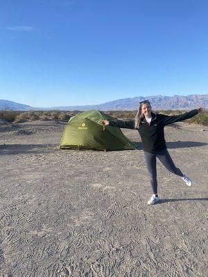 Pitched tent for 3 at Stovepipe Wells, Death Valley National Park