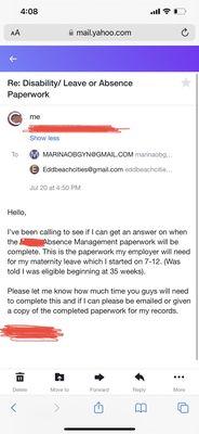 Email dated July 20th that they said they never received. Even though the email address is right there.