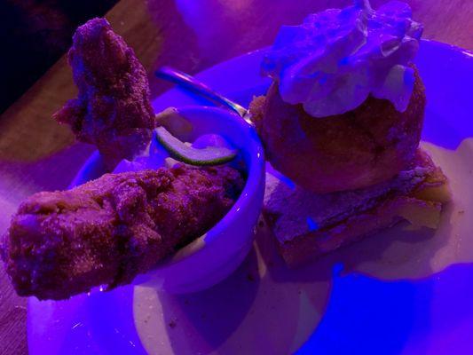 Churros, fried ice cream and lemon curd pie