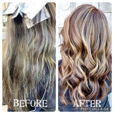 Color correcting balayage $220 by Tom