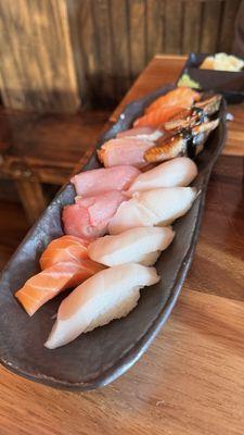 Assorted nigiri - happy hour $3 for 2pc , $1 each salmon sashimi