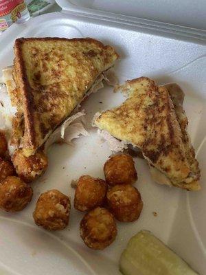 Monte Cristo melt and sweet potato tots