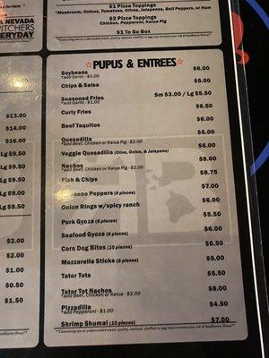 Partial menu