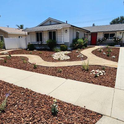 Decomposed Granite pathway, California Native plants, rock garden, mulch!