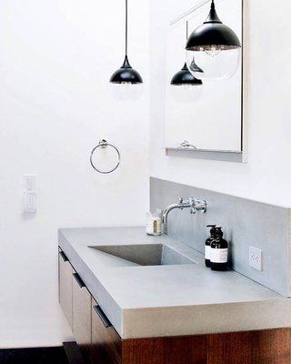 "Small Ramp" sink & backsplash in "Cascadia Mist"; designer: Naomie Wert Interiors (SF-Bay Area)