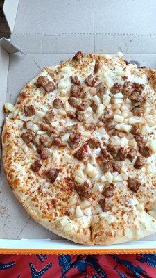 Pineapple and Sausage pizza