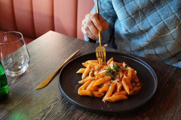 Penne alla Vodka with your choice of Steak, Shrimp or Grilled Chicken