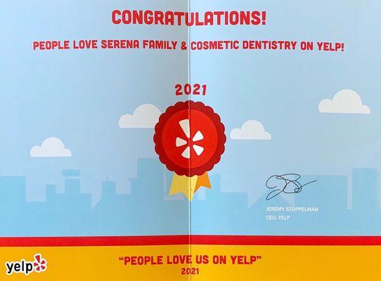 Today we are feeling especially grateful to our patients. You have helped us gain the "People Love Us On Yelp" sticker on Yelp with all yo