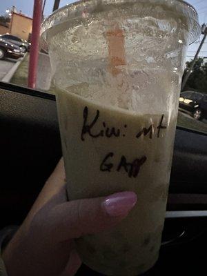 Kiwi Milk Bubble Tea with Green Apple Popping Boba