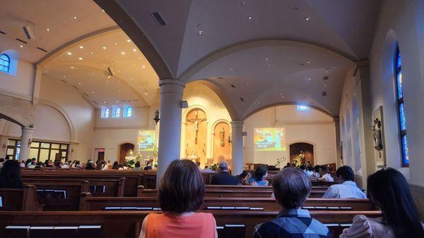 Inside the church for Easter services.