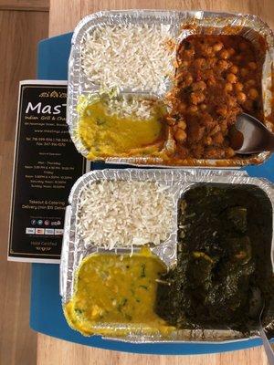 Chana Masala and Saag Paneer