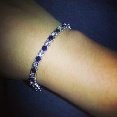 White and blue sapphire bracelet