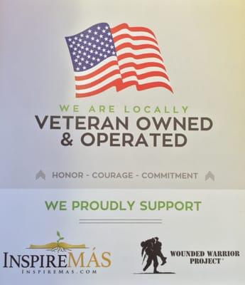 Locally Veteran Owned and Operated. Semper Fi!!